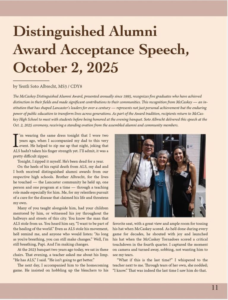 Penn Medicine “Threshold” Feature and Distinguished Alumni Speech (Perelman School of Medicine, Fall 2025)